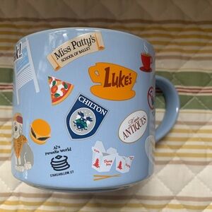 NEW Gilmore Girls Light Blue Mug with Stars Hollow Landmarks and Memories